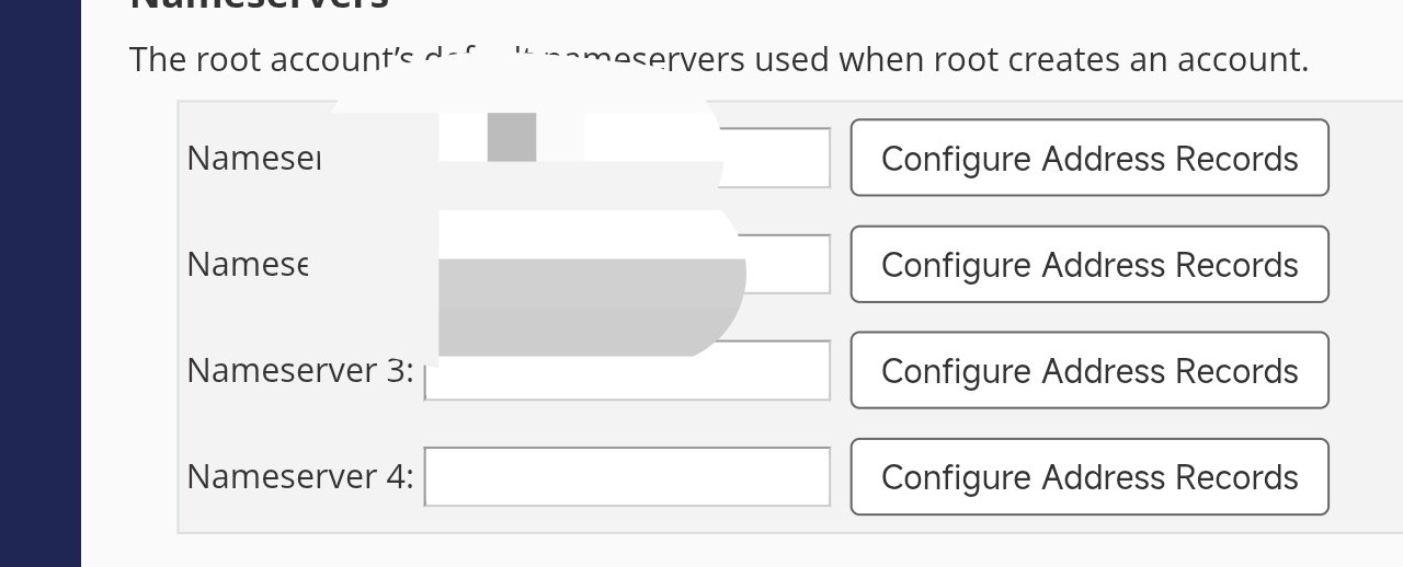 Lokasi Setting Nameserver di WHM cPanel