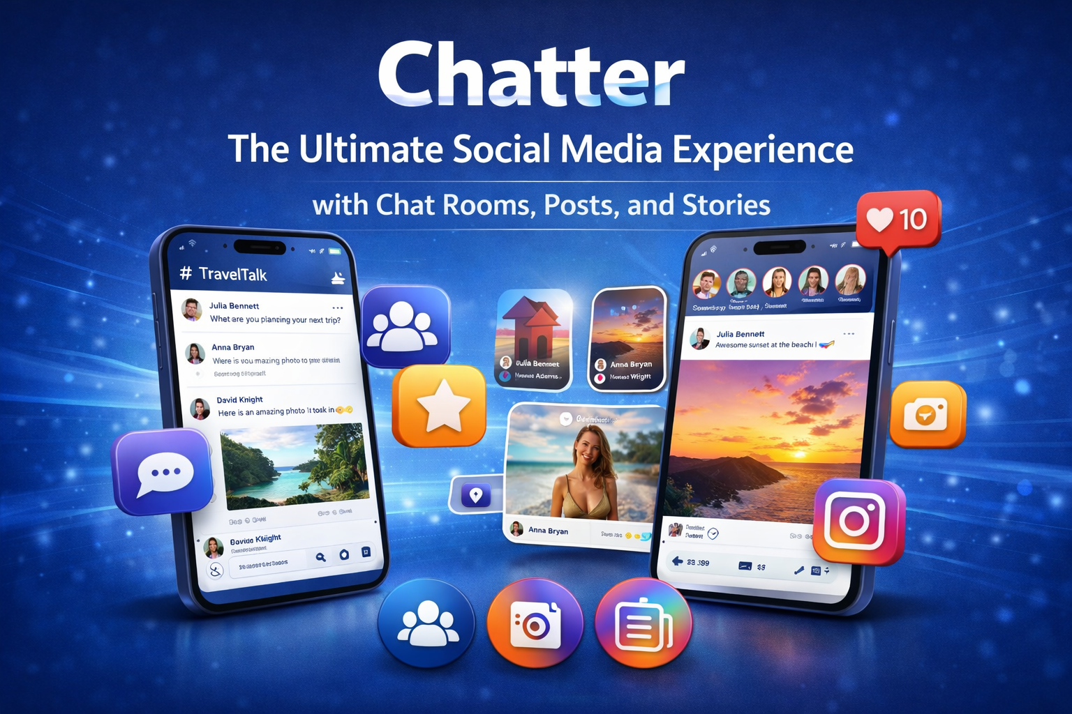 Chatter: The Ultimate Social Media Experience with Chat Rooms, Posts, and Stories