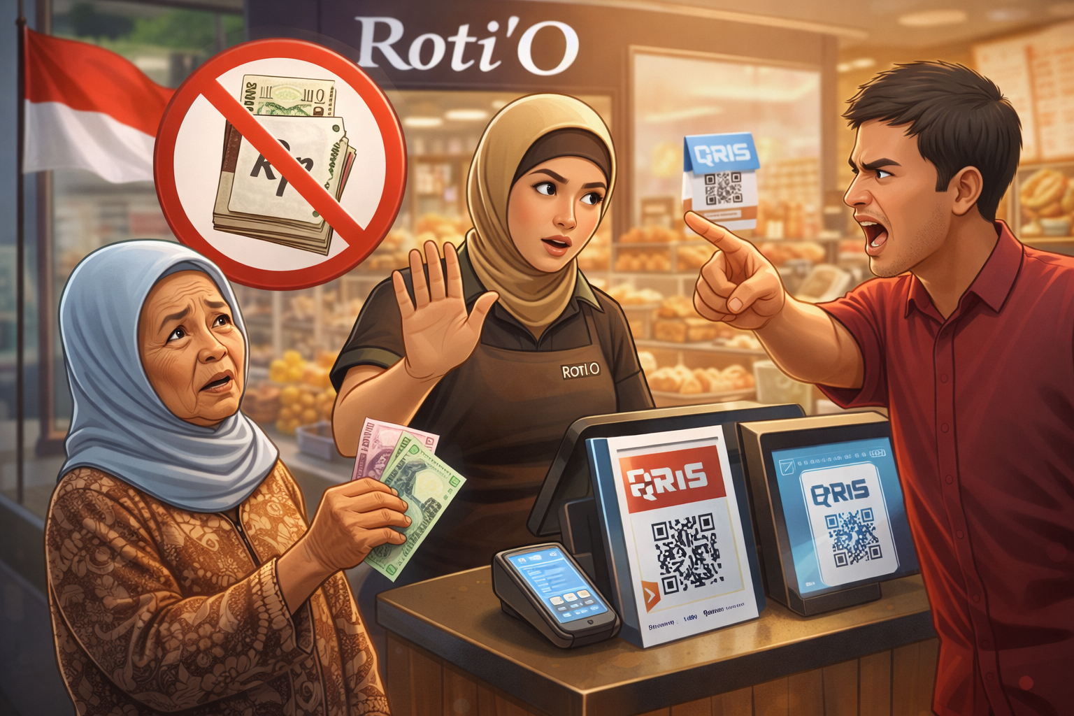 Viral Nenek Ditolak Bayar Tunai di Gerai Roti’O Jakarta, Wajib QRIS Jadi Sorotan