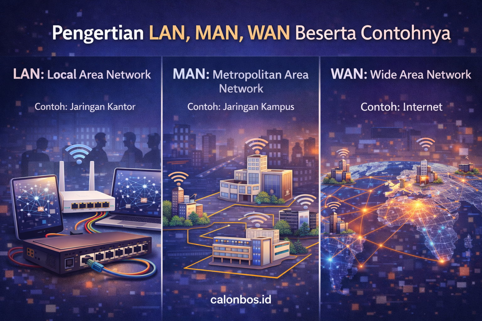 Pengertian LAN, MAN, dan WAN Beserta Contohnya